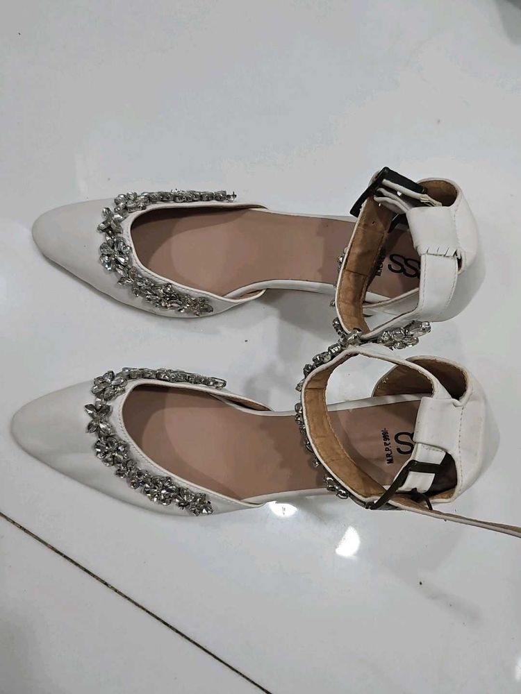Elegant White Embellished Heels