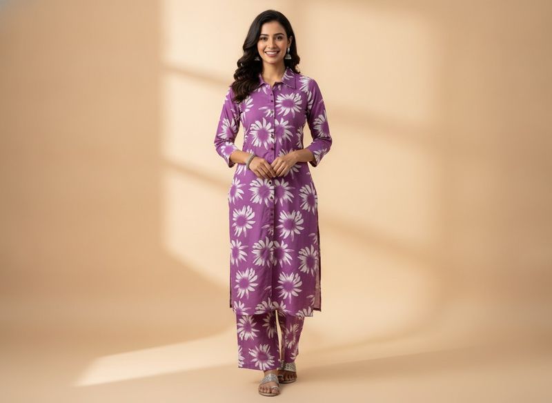 Purple Daisy Print co-ord Set Brand New