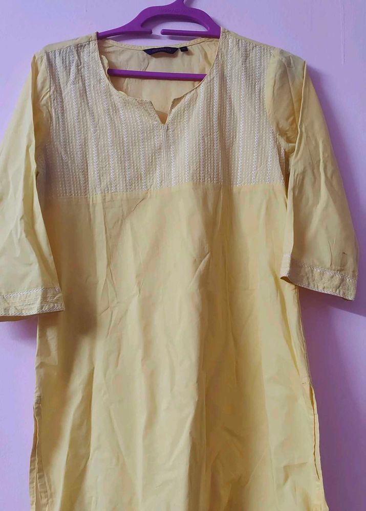 Yellow Embroidered Kurta