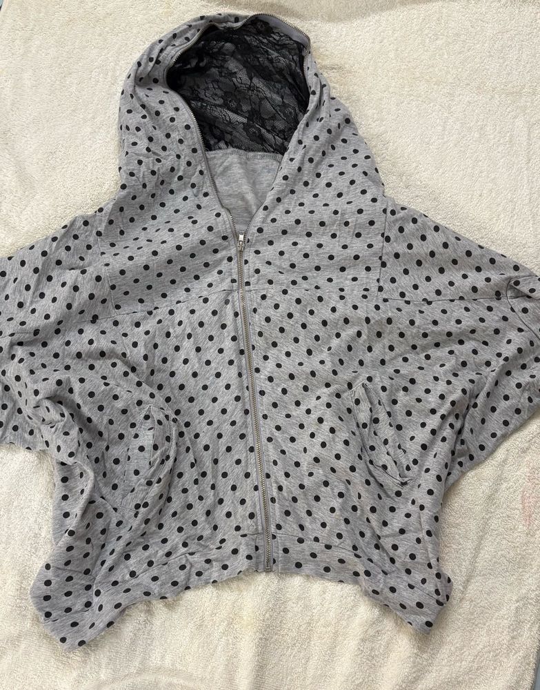 y2k Polka Dot Zip-Up Hoodie