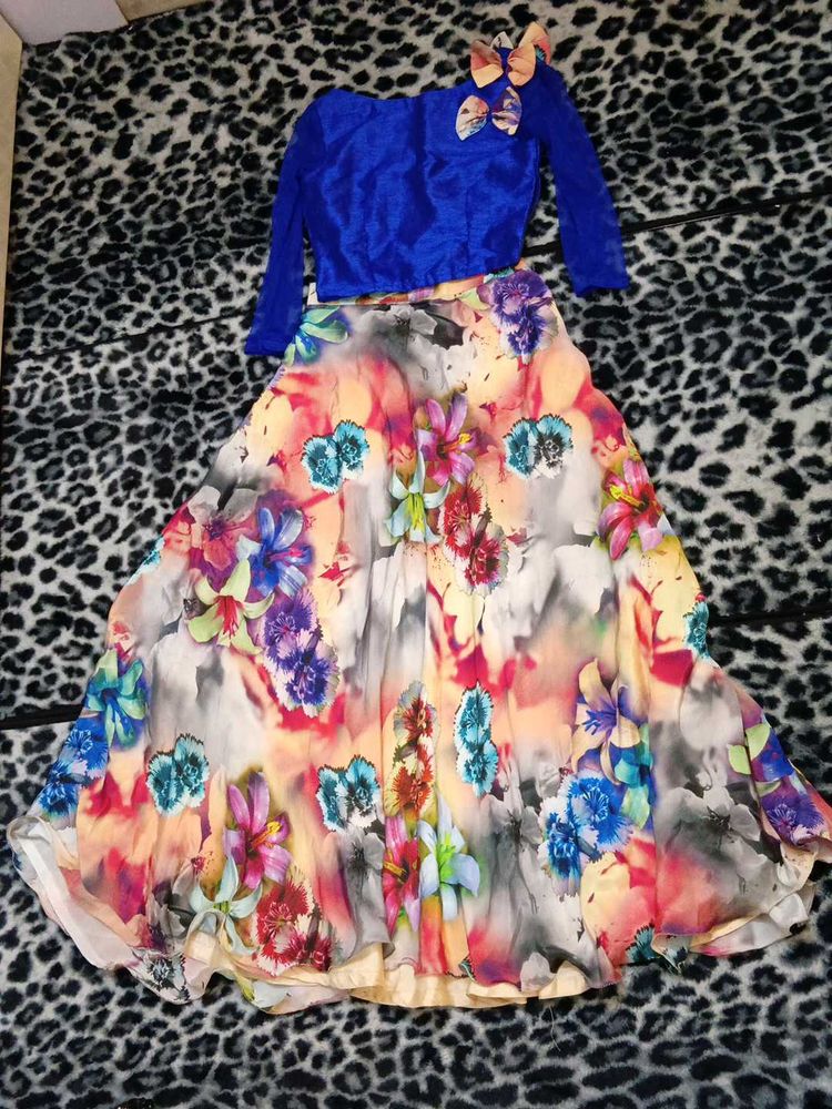 Vibrant Floral lehenga choli with bow