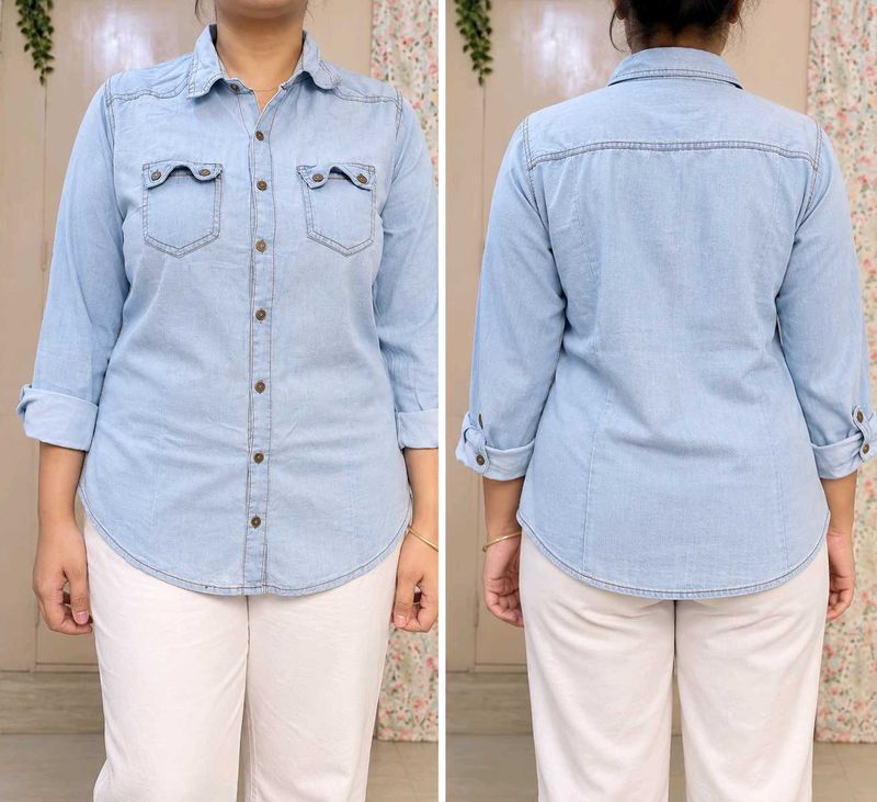 Light Wash Denim Shirt for women