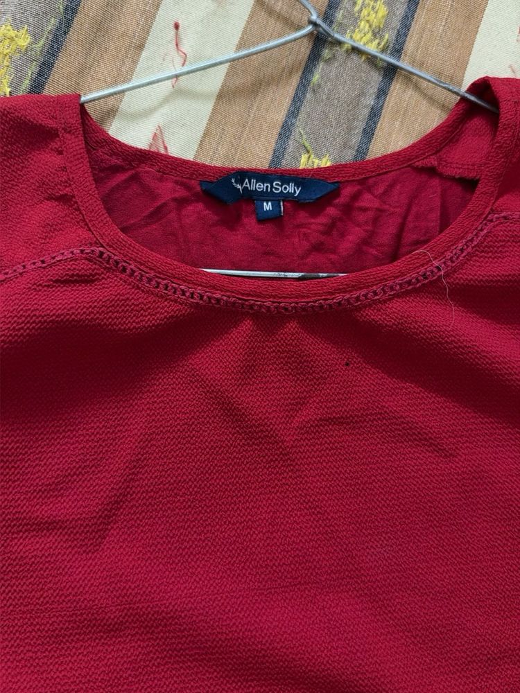 Allen Solly Red Textured Top