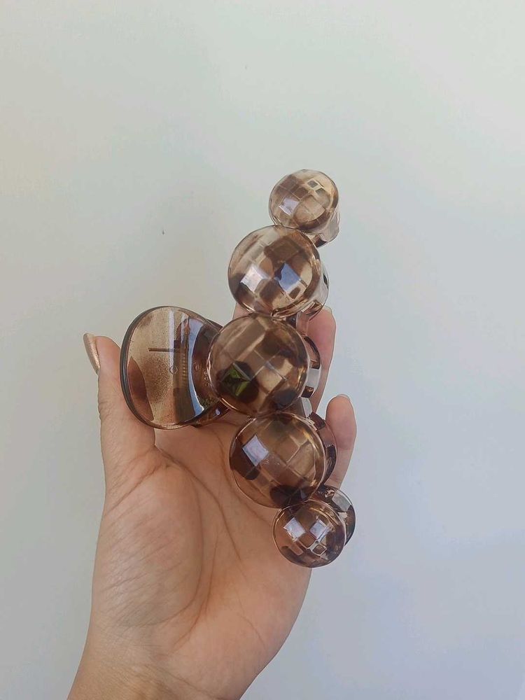 Brown Bubble Hair Claw Clip
