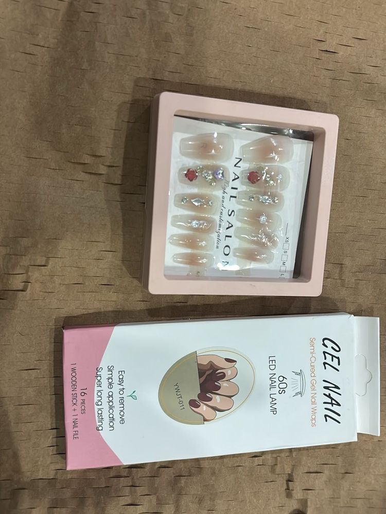 Gel Nail Wraps &amp; LED Lamp Set 2 pack