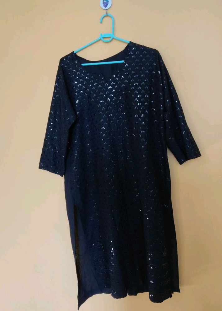 Classic Black Beauty: Chikankari Kurti Elegance On Sale Now