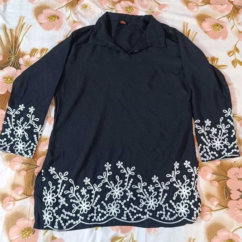 Black Embroidered Co-ord