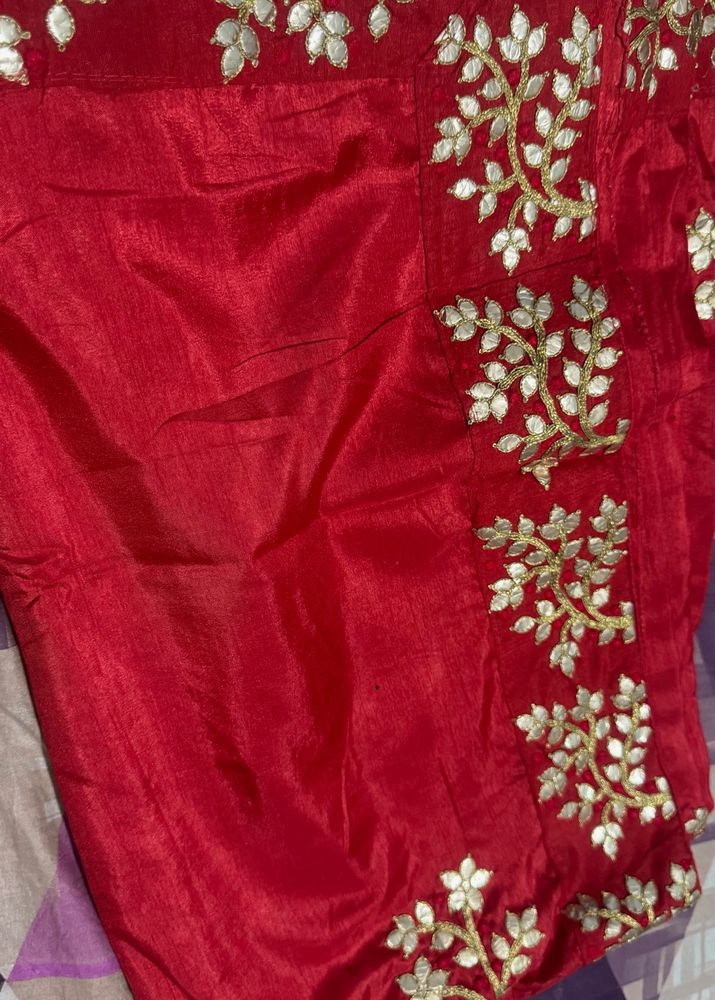 Red &amp; Gold Embroidered Saree