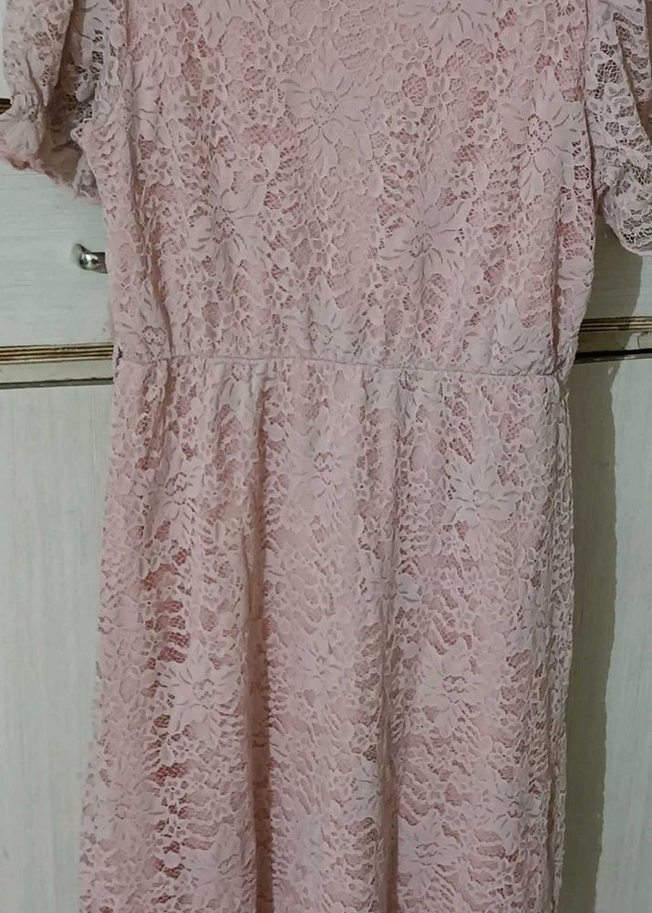 Pink Lace Mini Dress