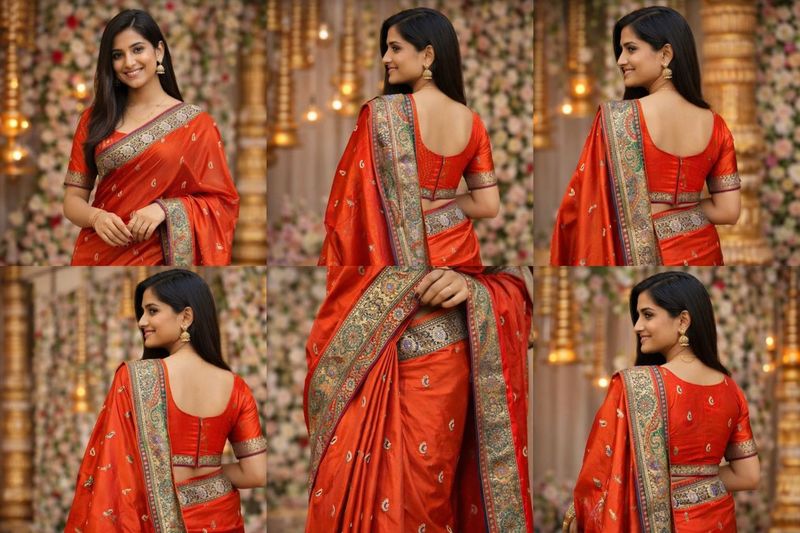 Elegant Orange Banarsi Silk Saree