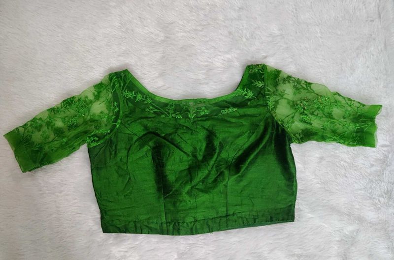 GREEN FULLY STITCHED BLOUSE