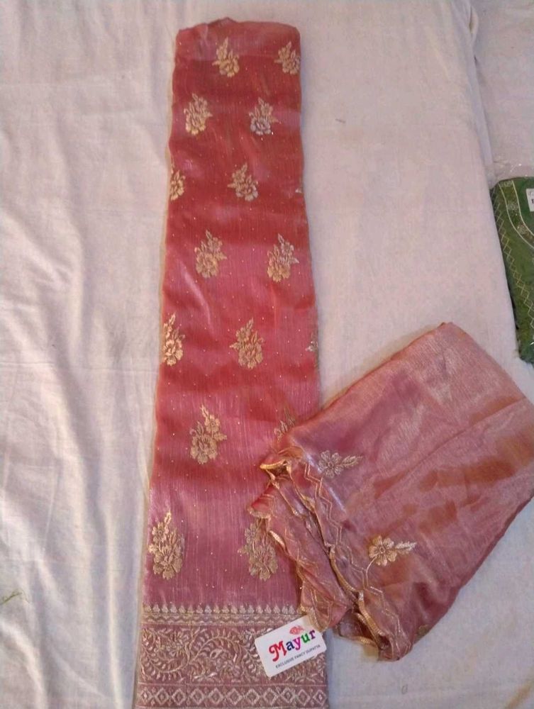 Elegant Pink Embroidered unstitched Suit