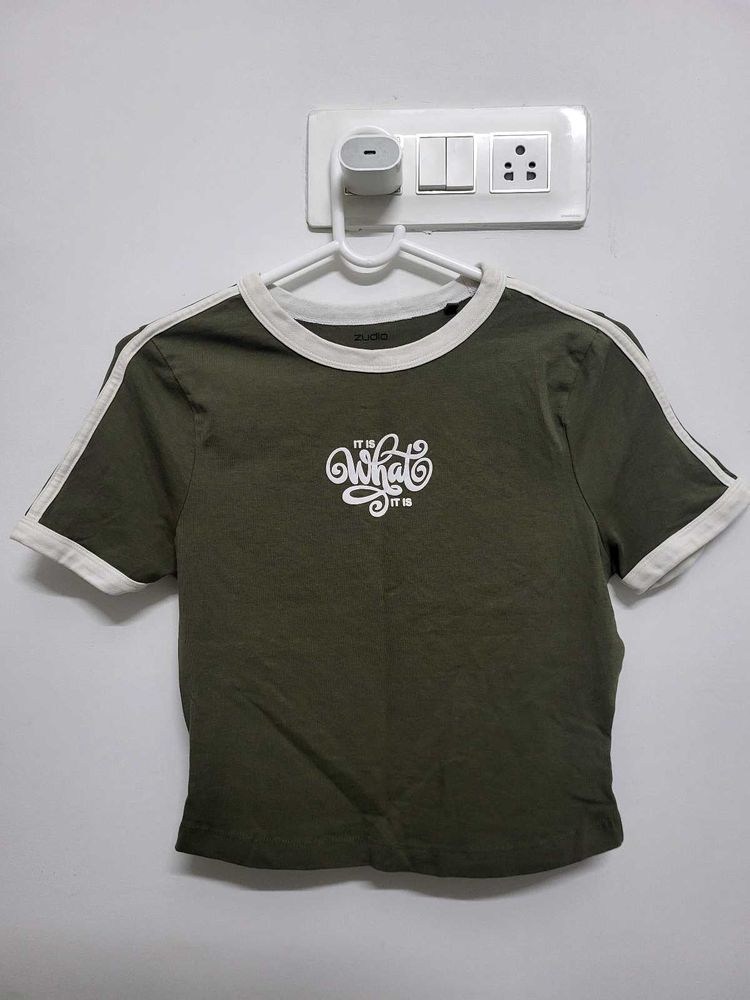 Olive Green Graphic Print T-Shirt