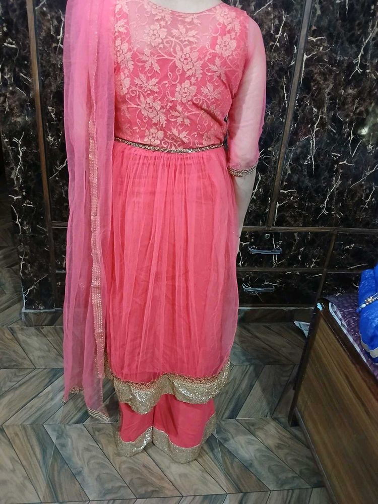 Beautiful Pink Embellished Palazzo set