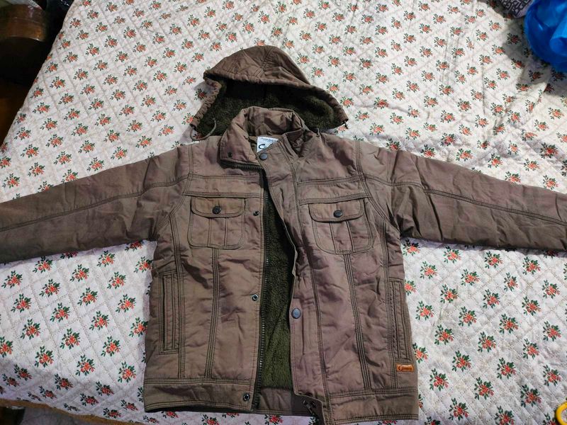 Men's Brown Hooded Jacket