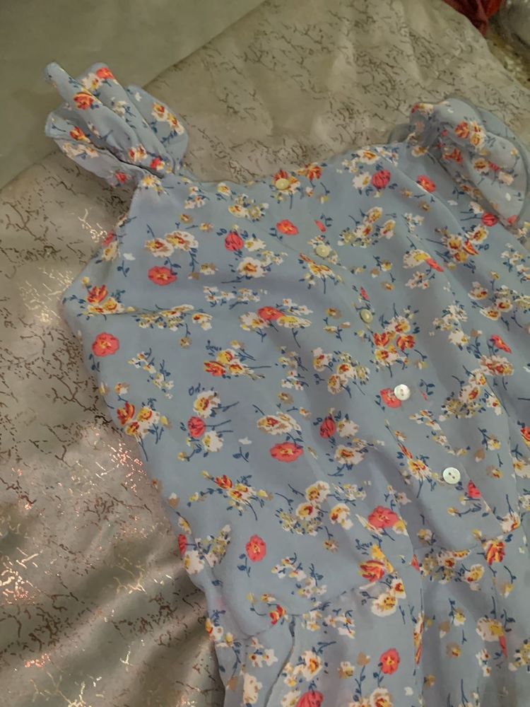 Blue Floral long desss