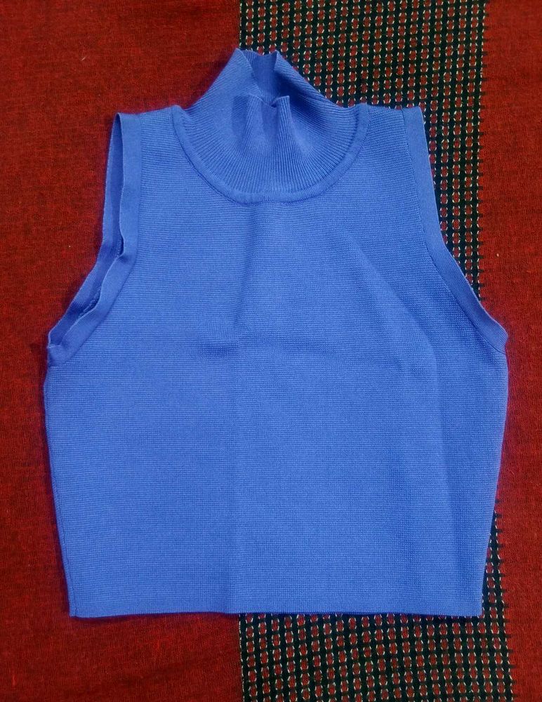 Purple Sleeveless Turtleneck Top