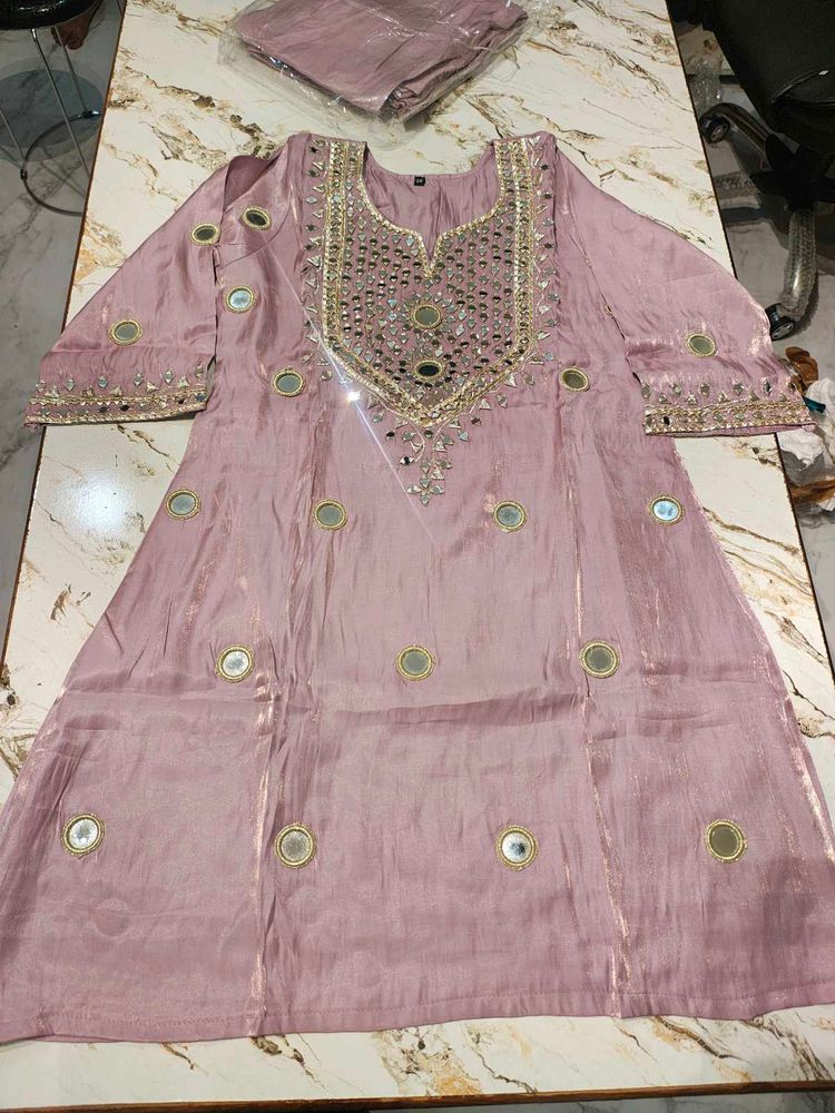 new mirror work 3 piece kurta set