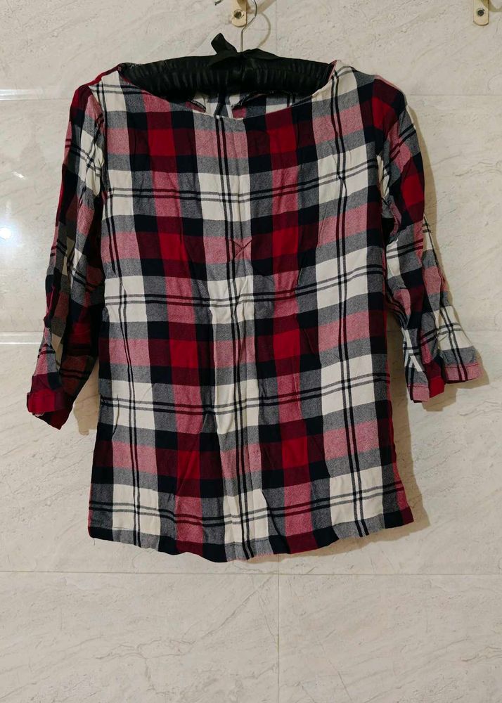 Red Plaid Flannel Top