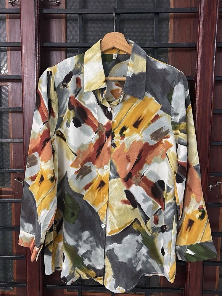 Abstract Print Multi Coulour Button-Up Shirt