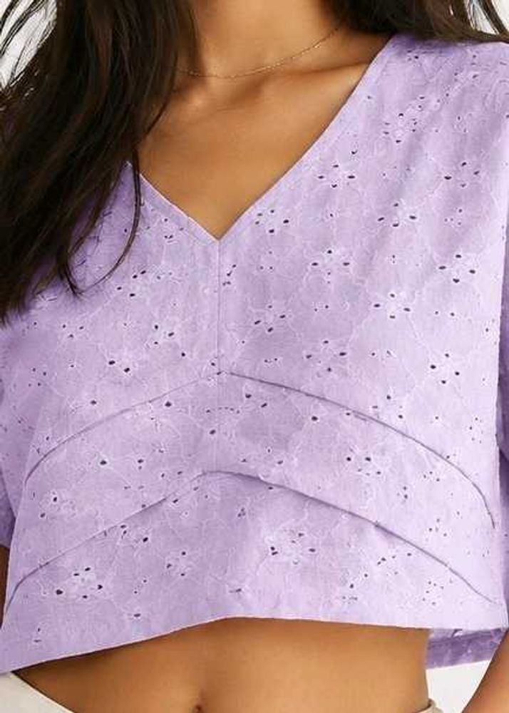 Lavender Eyelet Cropped Top