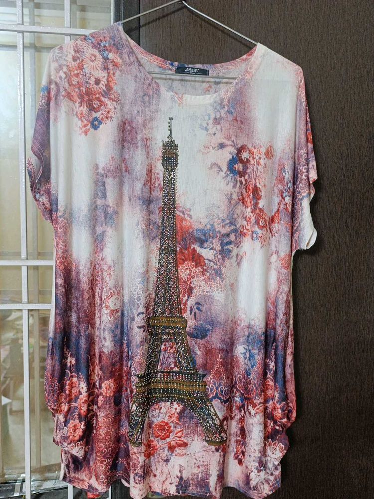 Eiffel Tower Floral Print Top