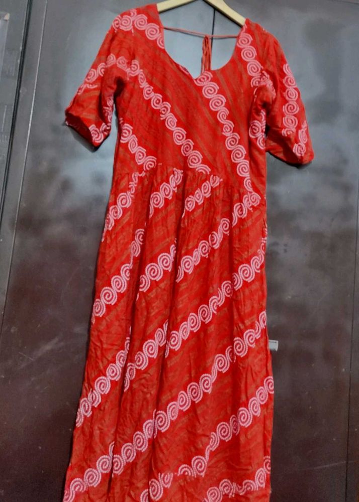 Red🔴 Anarkali Printed Kurti For 40 Bust