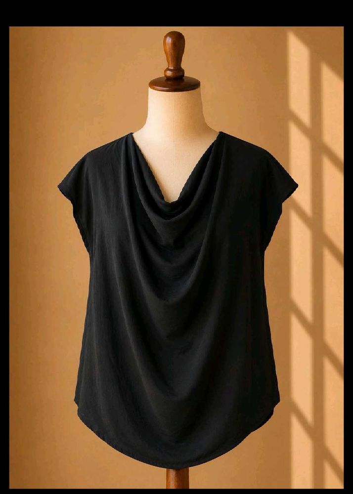Black Cowl Neck Top
