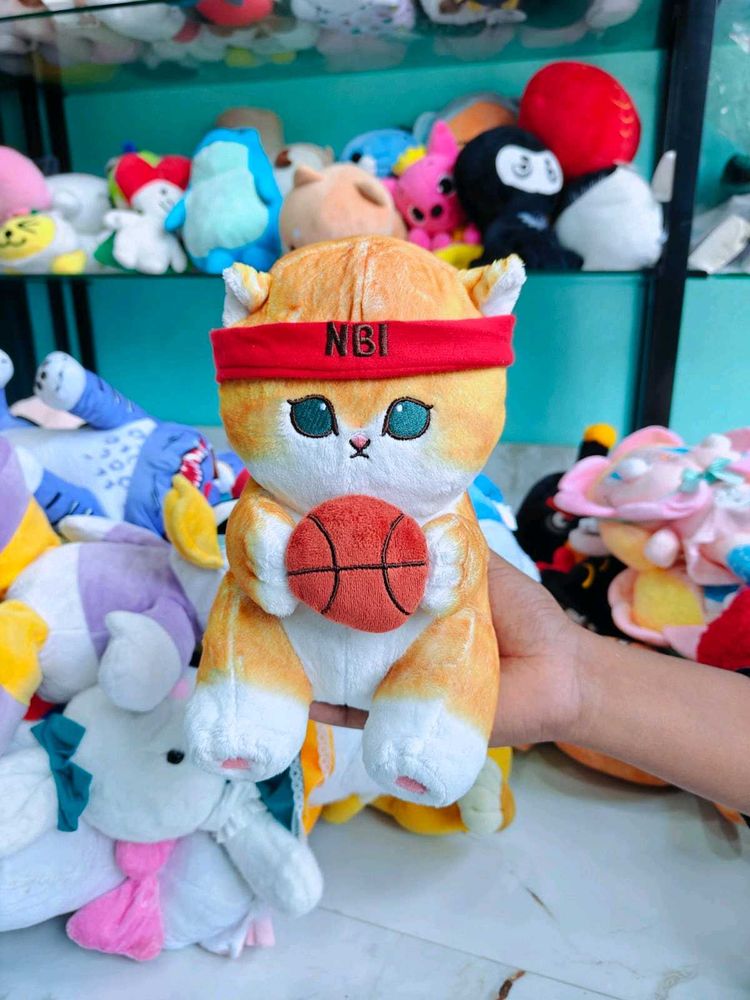 Cute Cat Plushie with Basketball