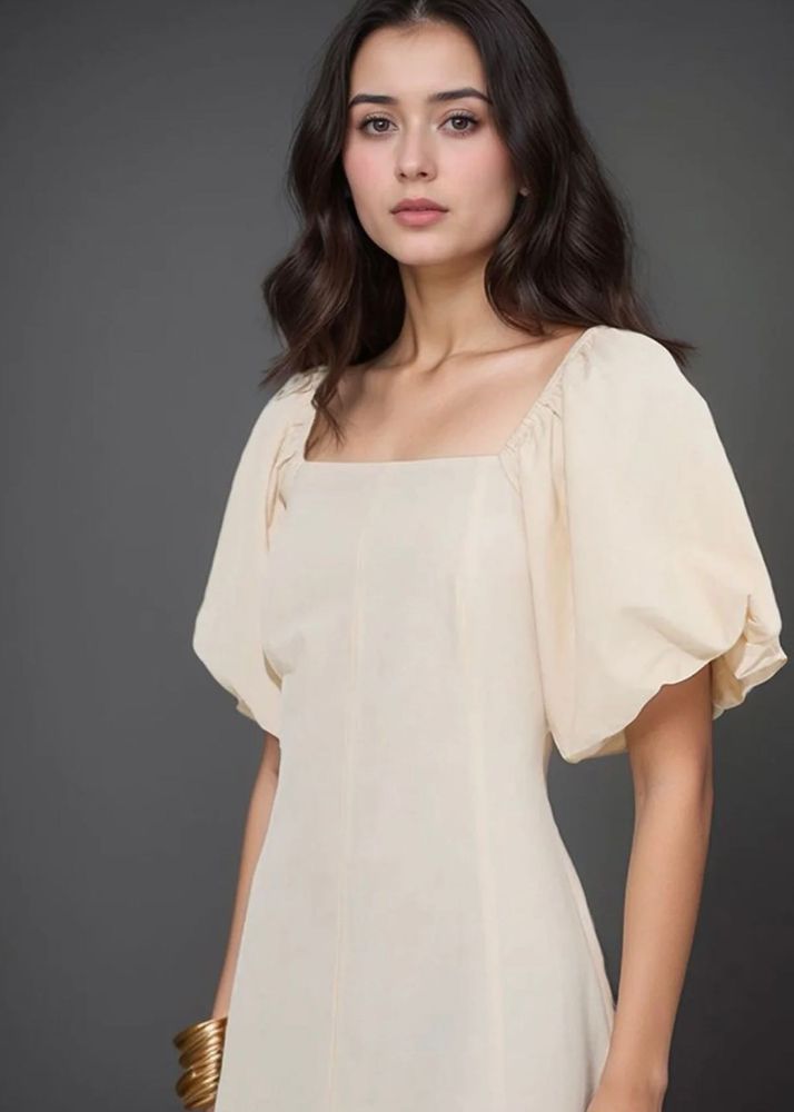 Chic Puff Sleeve Square Neck Dress
