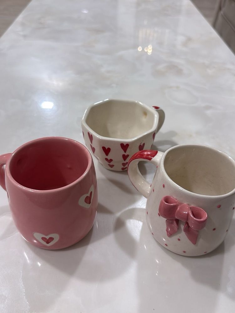 Cute Heart Mugs - Set of 3