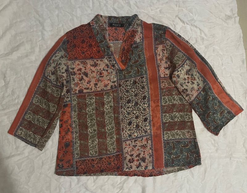 Boho Patchwork Print Top