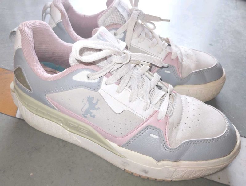 Stylish Pink &amp; Grey Sneakers