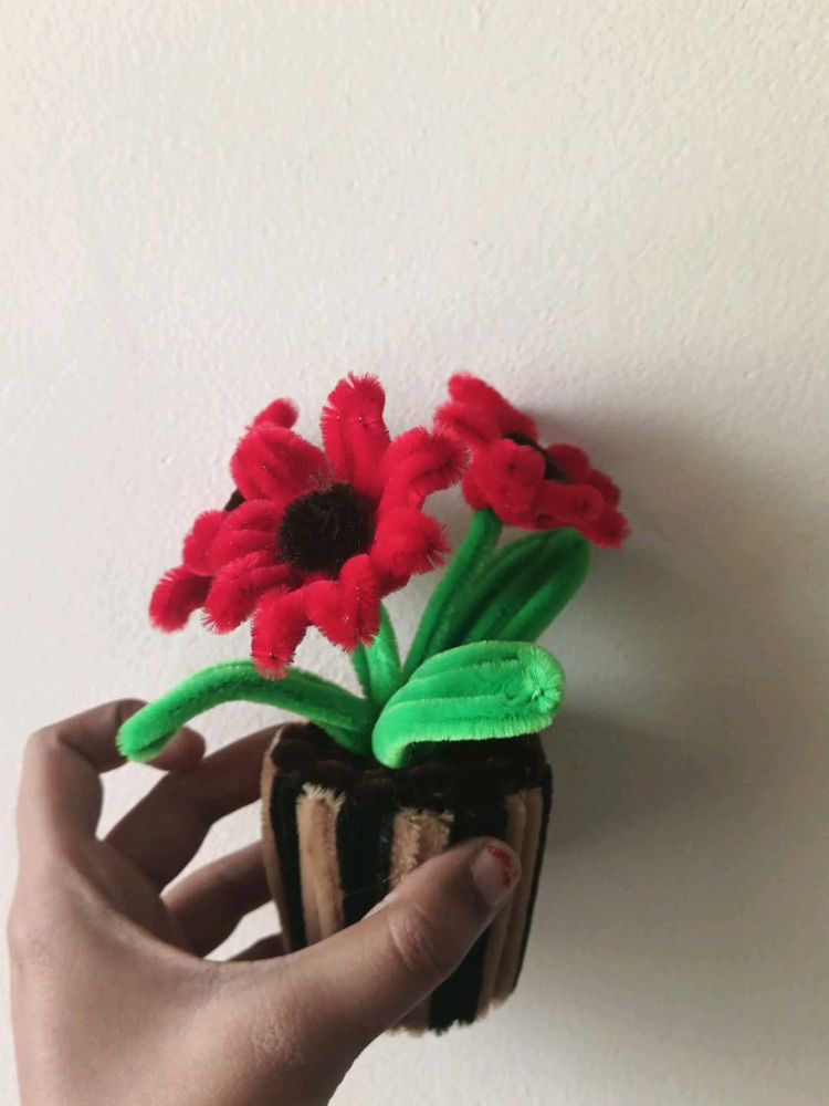 Handmade Pipe Cleaner Potted Flowers