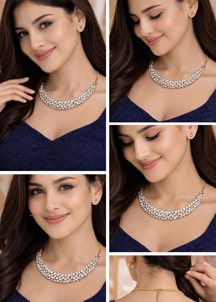 Artificial Diamond Sparkling Crystal Statement Nec