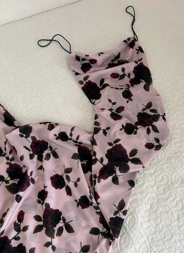 Elegant Pink Floral Slip Dress