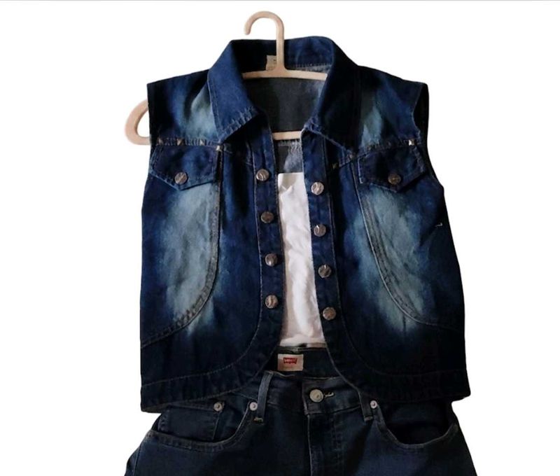 Denim Vest with Studs