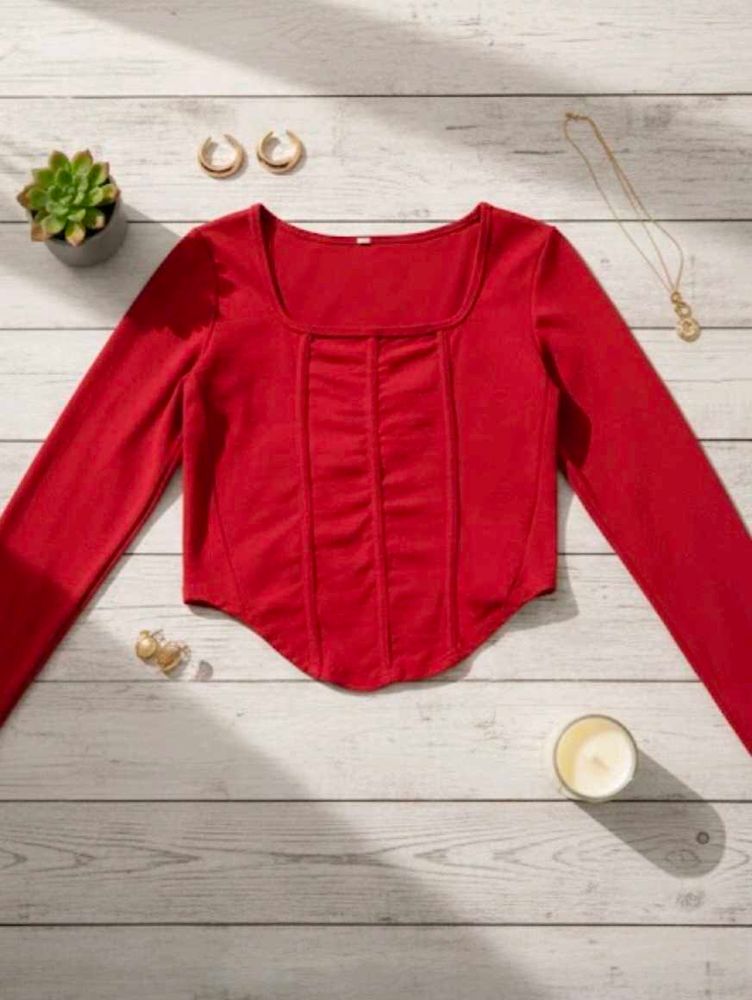 Red Long Sleeve Top