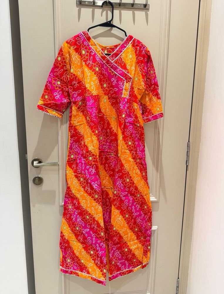 Vibrant Bandhani Print Wrap Kurta