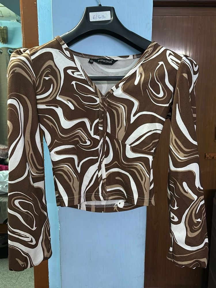Trendy Brown Patterned Top