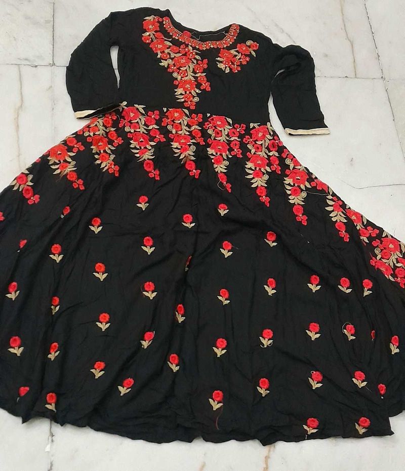 Elegant Black Embroidered Gown