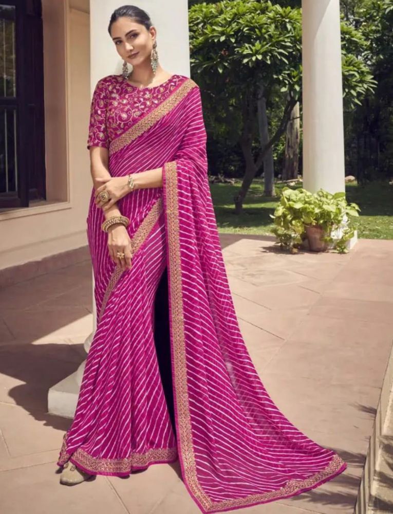 Elegant Dark Pink Saree