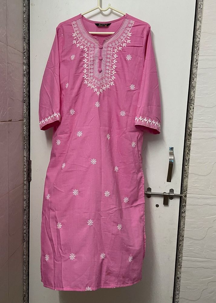 Chic Pink Chikankari Kurta Set
