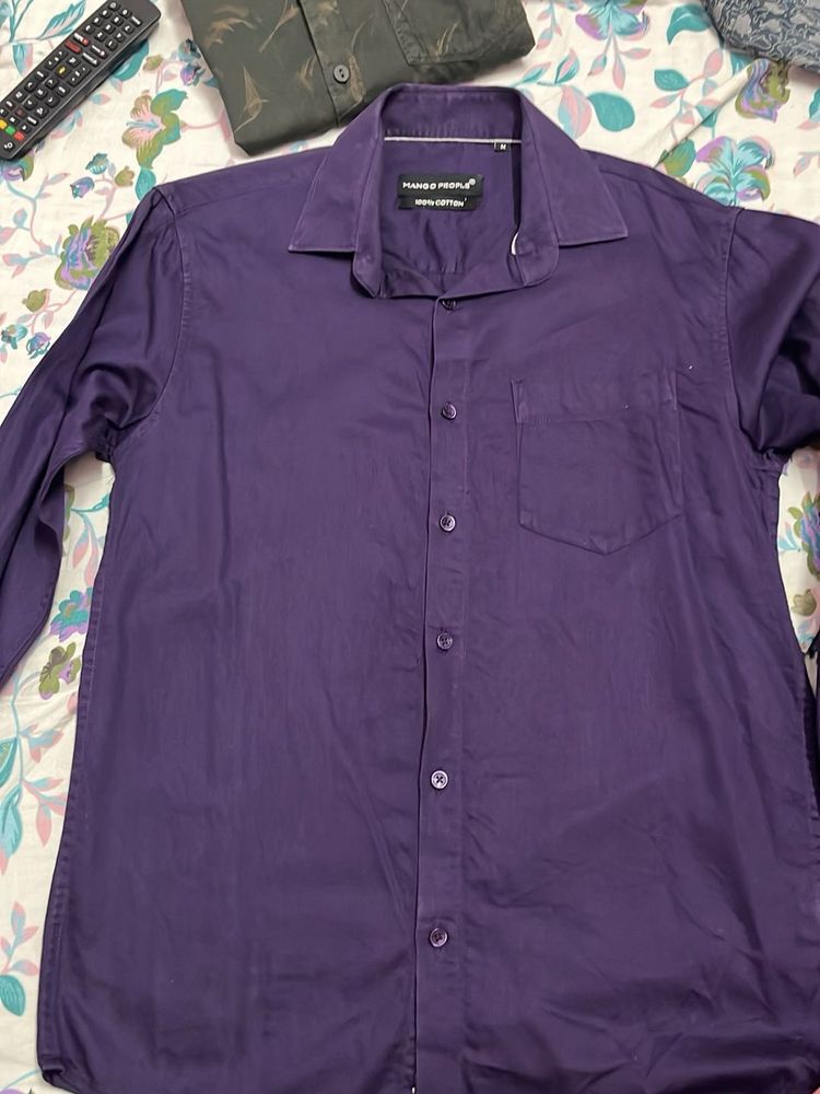 Men's Purple Cotton Shirt