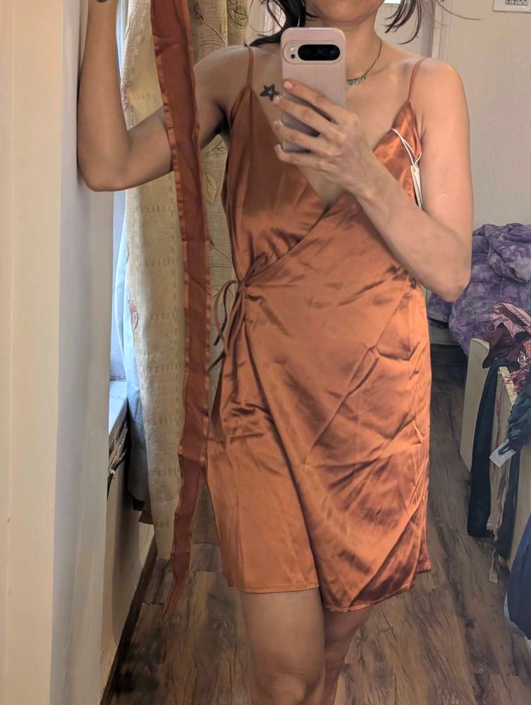 Satin Wrap Dress Size M