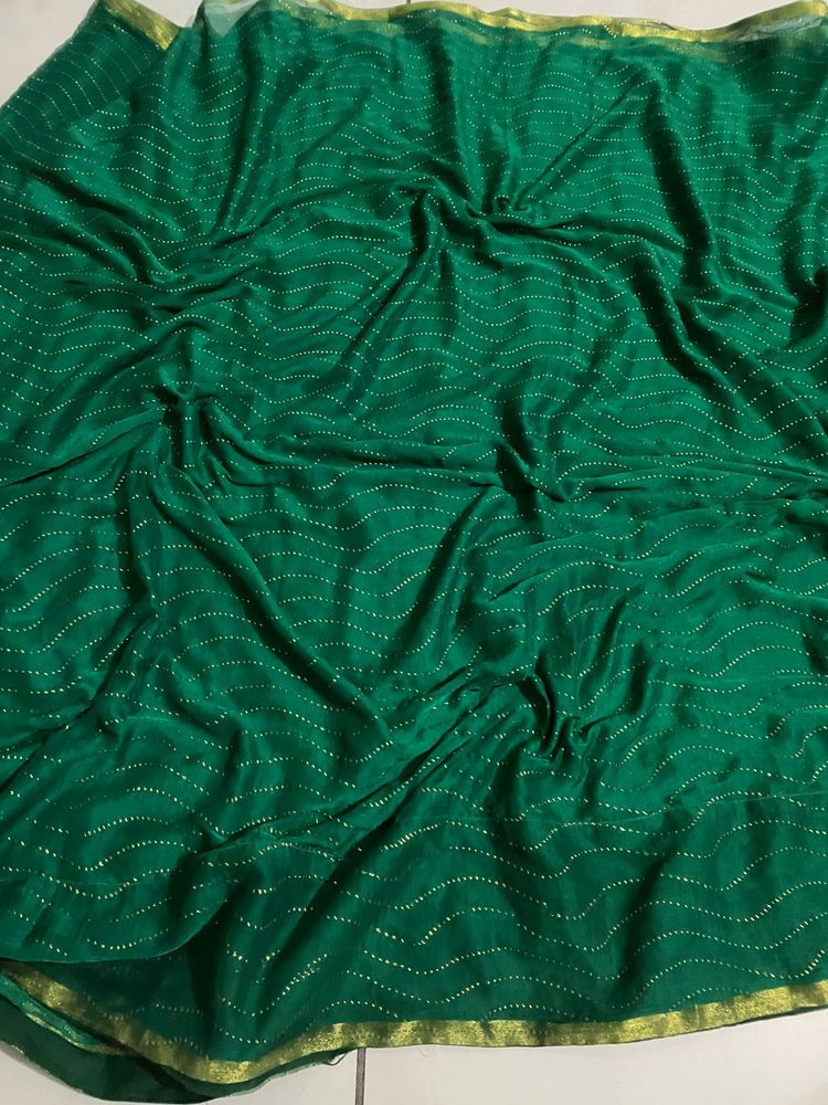 Elegant Emerald Green Saree