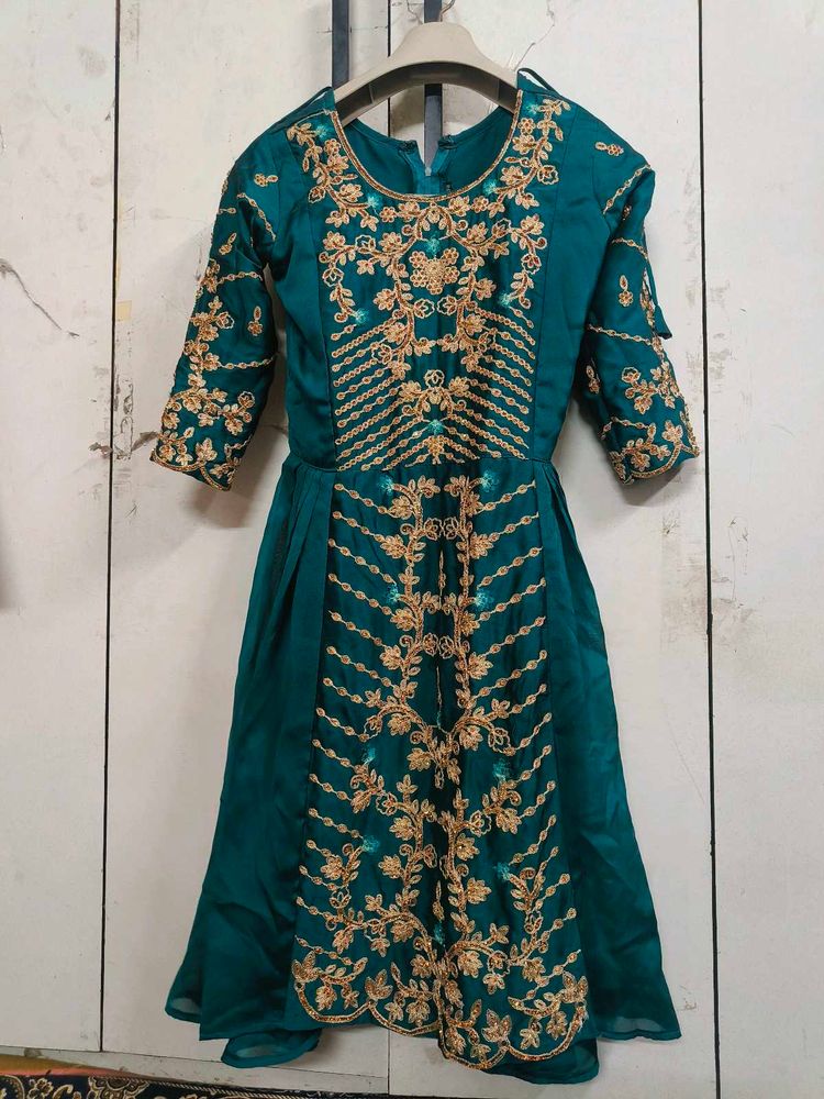 Beautiful Emerald Green Embroidered Gown