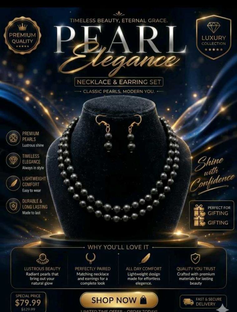 Elegant Pearl Necklace &amp; Earring Set