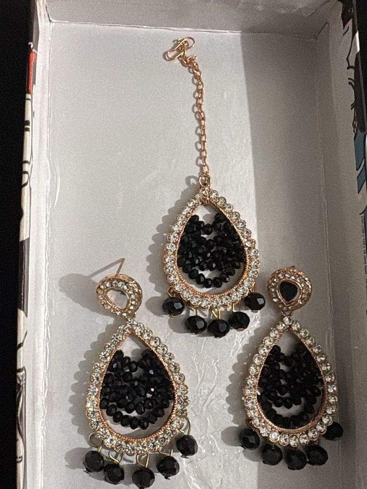 Elegant Black &amp; Gold Jewelry Set