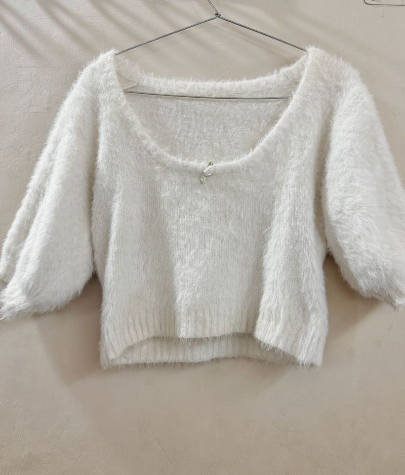 Cozy White Fuzzy Sweater